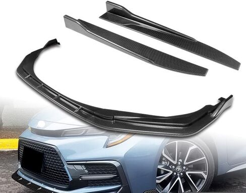 Stay-Tuned, 5PCS ABS STP-Style Front Bumper Lip Spoiler Body Kit + Universal 31" x 4" Side Skirts, Compatible with 2020-2024 Toyota Corolla XSE/SE Model Only, Exterior Accessory (Unpainted Black) in Kuwait