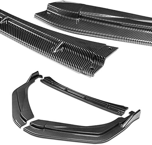 Stay-Tuned, 5PCS ABS STP-Style Front Bumper Lip Spoiler Body Kit + Universal 31" x 4" Side Skirts, Compatible with 2020-2024 Toyota Corolla XSE/SE Model Only, Exterior Accessory (Unpainted Black) in Kuwait
