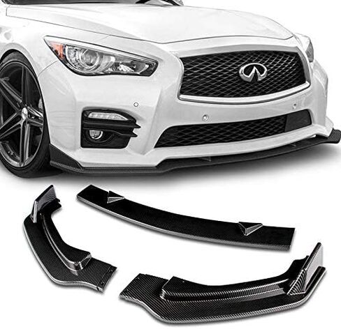 Q1-Tech ، Lip الأمامي المصدٍ ملائمة للتوافق مع 2014-2017 Infiniti Q50 ، Arbor Most Spoiler Air Body Body Kit Plainted Glossy Carbon Lives ABS ، 2015 2015 (Premium-Style) in Saudi Arabia