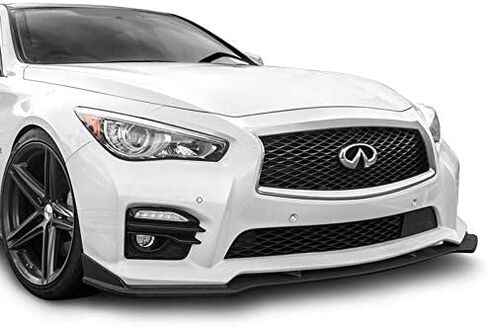 Q1-Tech ، Lip الأمامي المصدٍ ملائمة للتوافق مع 2014-2017 Infiniti Q50 ، Arbor Most Spoiler Air Body Body Kit Plainted Glossy Carbon Lives ABS ، 2015 2015 (Premium-Style) in Saudi Arabia