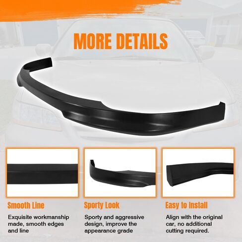Front Bumper Lip Spoiler Compatible with 1998-2002 Honda Accord 4-Door Sedan, PU Unpainted Black TR Style Add-on Front Splitter Air Dam Chin Protector in Saudi Arabia