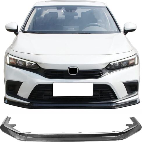 Ikon Motorsports ، الشفة الأمامية الوفير المتوافقة مع 2022-2024 هوندا سيفيك 11th Gen 4-Door Sedan & Hatchback ، ألياف الكربون طباعة RS نمط PP الوفير الأمامي السفلي الشفاه الجسم in Saudi Arabia