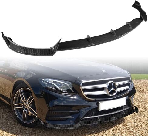 Q1-TECH, Front Bumper Lip fit for Compatible with Mercedes Benz E-Class E43 AMG E200 E250 E300 E350 E400 E450 W213 (2017-2020), Front Lip Spoiler Air Chin Body Kit Splitter (Painted Carbon) in Kuwait