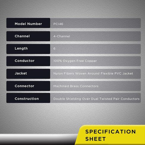 RECOIL P417 Premium 100% Oxygen Free Copper 17ft 4-Channel RCA Audio Interconnects Cable (4X RCA Male to 4X RCA Male), Double Shielded with Noise Reduction in Kuwait