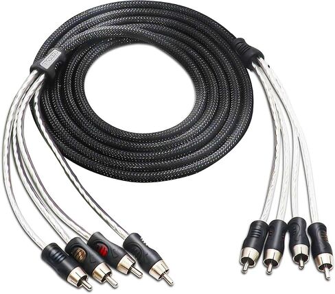 RECOIL P417 Premium 100% Oxygen Free Copper 17ft 4-Channel RCA Audio Interconnects Cable (4X RCA Male to 4X RCA Male), Double Shielded with Noise Reduction in Kuwait