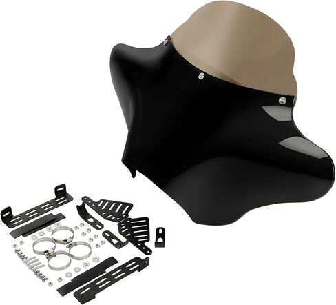 XFMT دراجة نارية الأمامية الخارجي Batwing Fairing for Harley Touring Road King Softail Dyna Honda Valkyrie Shadow Sukuzi Boulevard Yamaha V-Star ... (Gloss Black W/Smoke Windshield) in Kuwait