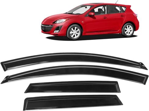 Ikon Motorsports Window Windows Agensives مع 2010-2013 Mazda 3 Hatchback ، Dark Smoke Slim Style Acrylic Rain Sun Window Show in Saudi Arabia