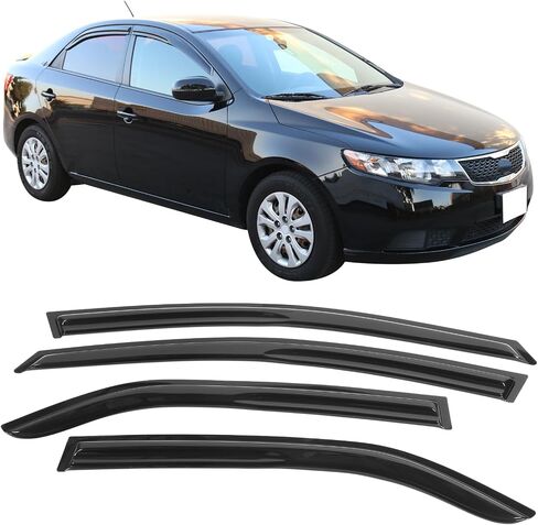 Window Visor Compatible with 2009-2013 Kia Forte Sedan, Acrylic Smoke Tinted & Semi-Transparent Sun Rain Wind Guards Shield Vent by IKON MOTORSPORTS, 2010 2011 2012 in Saudi Arabia