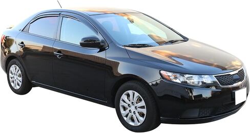 Window Visor Compatible with 2009-2013 Kia Forte Sedan, Acrylic Smoke Tinted & Semi-Transparent Sun Rain Wind Guards Shield Vent by IKON MOTORSPORTS, 2010 2011 2012 in Saudi Arabia