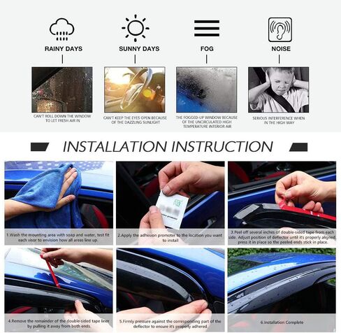 IKON MOTORSPORTS Tape On External Window Visor, Compatible with 2003-2006 Mitsubishi Outlander, Acrylic Smoke Tinted & Semi-Transparent Sun Rain Shade Guard Wind Vent Air Deflector in Saudi Arabia