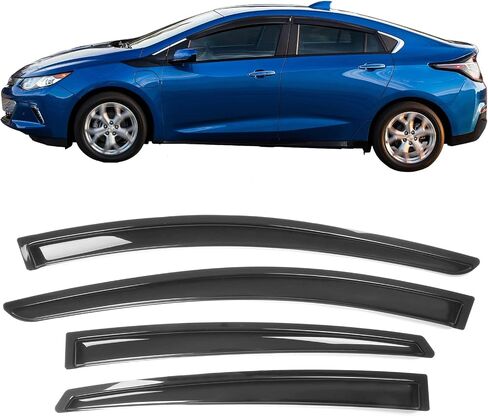 Ikon Motorsports ، Window Visor المتوافق مع 2016-2019 Chevy Chevrolet Volt ، دخان Tint Rain Sun Guard Venter Deflector 4pcs ، 2017 2018 in Saudi Arabia