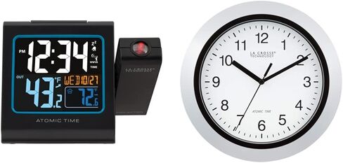 La Crosse Technology Color Projection Alarm Clock with Indoor/Outdoor Temperature & Charging USB Port, Wireless, Backlit, Black, 616-146 in Saudi Arabia
