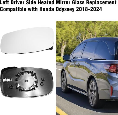 Moonlinks Right Passenger Side Heated Mirror Glass Compatible with Honda Odyssey 2018 2019 2020 2021 2022 2023 2024 Exterior Mirror Glass Replaces for 76203-THR-A11 HO1325121 Right Side in Kuwait