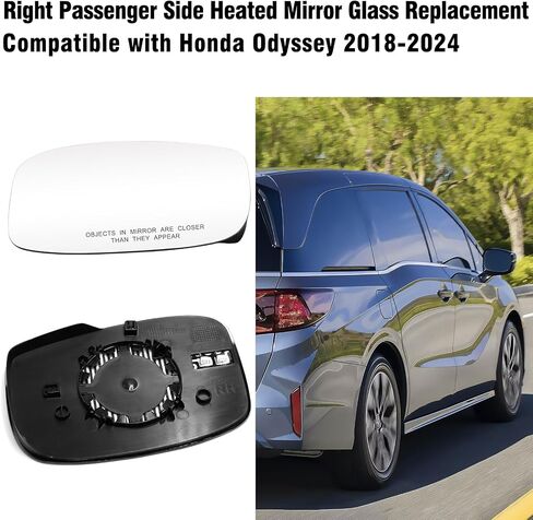 Moonlinks Right Passenger Side Heated Mirror Glass Compatible with Honda Odyssey 2018 2019 2020 2021 2022 2023 2024 Exterior Mirror Glass Replaces for 76203-THR-A11 HO1325121 Right Side in Kuwait