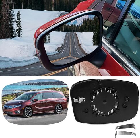 Moonlinks Right Passenger Side Heated Mirror Glass Compatible with Honda Odyssey 2018 2019 2020 2021 2022 2023 2024 Exterior Mirror Glass Replaces for 76203-THR-A11 HO1325121 Right Side in Kuwait