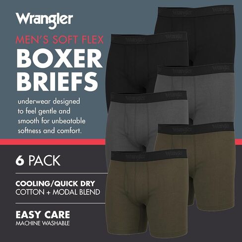 Wrangler Premium Soft Flex Mens Modal Boxer Briefs - Modal Underwear for Men in Saudi Arabia
