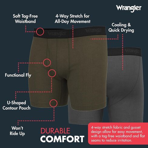 Wrangler Premium Soft Flex Mens Modal Boxer Briefs - Modal Underwear for Men in Saudi Arabia