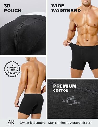 Arjen Kroos Mens Cotton Boxer Briefs Breathable Pouch Underwear with Opening Fly 3 Pack in Saudi Arabia