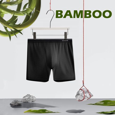 Brisira Big and Tall Boxer ملخصات للرجال Men Bamboo Viscose Moisture Wicking Treptable لا ركوب الملابس الداخلية مع Fly 4 Pack in Kuwait