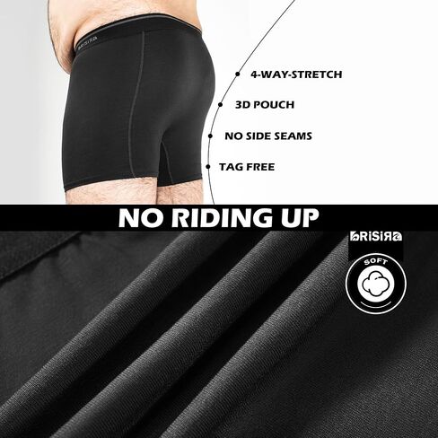 Brisira Big and Tall Boxer ملخصات للرجال Men Bamboo Viscose Moisture Wicking Treptable لا ركوب الملابس الداخلية مع Fly 4 Pack in Kuwait