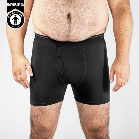 Brisira Big and Tall Boxer ملخصات للرجال Men Bamboo Viscose Moisture Wicking Treptable لا ركوب الملابس الداخلية مع Fly 4 Pack in Kuwait