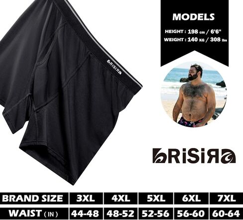 Brisira Big and Tall Boxer ملخصات للرجال Men Bamboo Viscose Moisture Wicking Treptable لا ركوب الملابس الداخلية مع Fly 4 Pack in Kuwait