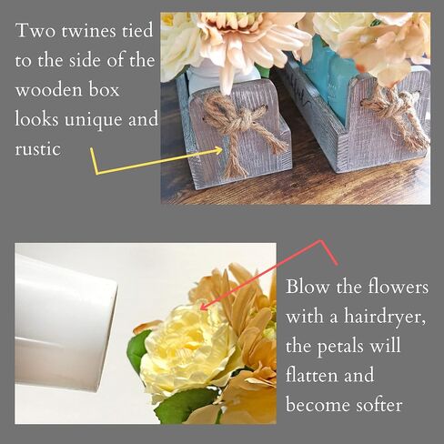 Living Room Table Centerpieces-Besuerte Rustic Decorative Thankful Wood Tray,with Rose Bouquet Flower for Home,Coffee Table Dining Room,Kitchen,New Home Housewarming Gift【3 Blue Jars 】 in Kuwait