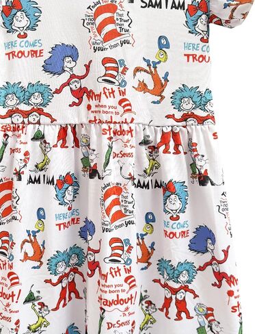 Baby Girls Spring Summer Cat in The Hat Dress Girls Flutter Sleeve Boutique Dress in Saudi Arabia