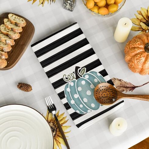 Artoid Mode Orange Polka Dot Stripes Hello Pumpkin Fall Kitchen Towels Dish Towels, 18x26 Inch Farmhouse Decoration Hand Towels Set of 2 in Saudi Arabia
