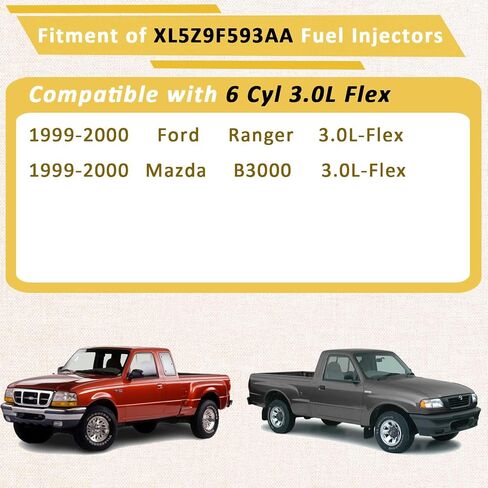 XL5Z-9F593-AA OE 3.0L Flex Felectors ، متوافقة مع/Ford 3.0 Ranger 1999-2000 ، متوافق مع/Mazda B3000 3.0L 1999-2000 | 4 ثقوب | | مجموعة من 6 | in Saudi Arabia