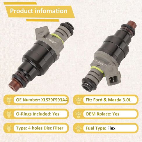 XL5Z-9F593-AA OE 3.0L Flex Felectors ، متوافقة مع/Ford 3.0 Ranger 1999-2000 ، متوافق مع/Mazda B3000 3.0L 1999-2000 | 4 ثقوب | | مجموعة من 6 | in Saudi Arabia