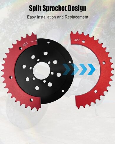 Mini Bike Split Sprocket and 420 Chain 42 Tooth Hub Adapter Fit for Coleman CT200U BT200X CT200U-EX Motovox MBX10 Baja Warrior MB200 Doodlebug DB30 Predator 212 196cc 6.5hp Universal Go Kart Parts in Saudi Arabia