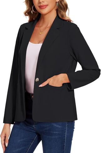 Mintlimit Women's Blazer Long Sleeve Notch Label Work Work Office زر مفتوح السترة الأمامية مع جيوب in Saudi Arabia