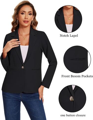 Mintlimit Women's Blazer Long Sleeve Notch Label Work Work Office زر مفتوح السترة الأمامية مع جيوب in Saudi Arabia