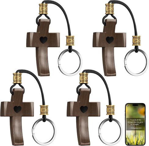 Wooden Cross Keychain - Cross My Heart, Cross Fidget Wood, Handheld Pocket Cross Key Chain, Includes Organza Bag in Kuwait