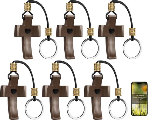 Wooden Cross Keychain - Cross My Heart, Cross Fidget Wood, Handheld Pocket Cross Key Chain, Includes Organza Bag in Kuwait