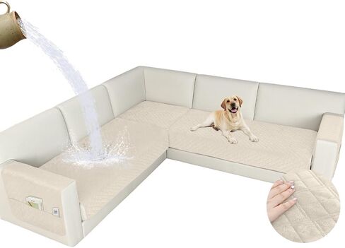 Arfntevss Waterproof Corner Sectional Couch Covers for Dogs Pet L Shape Sofa Cover Washable Velvet Large Couch Cushion Protector for Sectional Sofa Non Slip U Shaped Slipcovers (Light Gray, Large) in Saudi Arabia