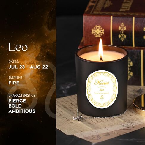 شمعة Konni Leo Zodiac للرجال نساء ، 7 أوقية شمعة معطرة ، الصنوبر والعلاج العطري Cypress للاسترخاء ، شموع شمع الصويا الشمع in Kuwait