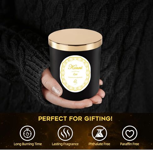 شمعة Konni Leo Zodiac للرجال نساء ، 7 أوقية شمعة معطرة ، الصنوبر والعلاج العطري Cypress للاسترخاء ، شموع شمع الصويا الشمع in Kuwait