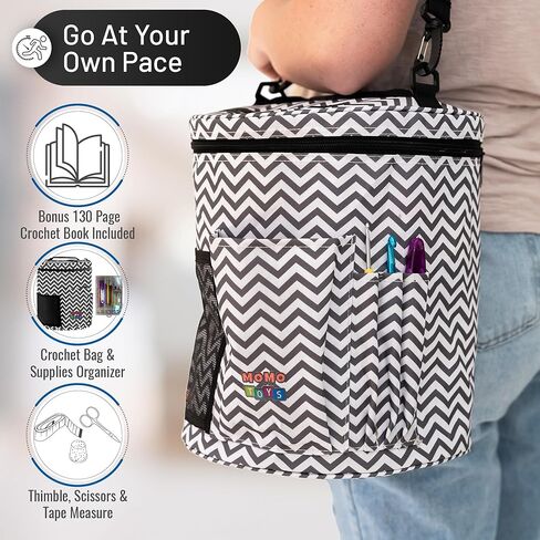 MOMOTOYS Crochet Kit for Beginners, Crochet Hook Set with Yarn Set,Crocheting Kit, 63PCS with Crochet Book and Bag, Crochet Kits for Beginners Adults, Crochet Accessories and Supplies in Kuwait