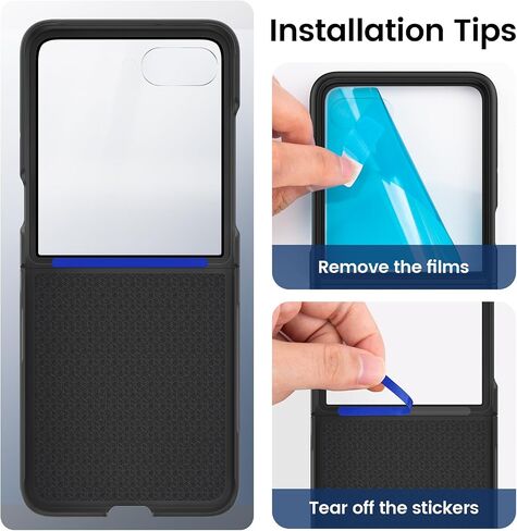 Caka for Motorola Razr 2024 Case with Clip, Moto Razr 2024 Case with Screen Protector [Not fit Razr Plus 2024], Slim Thin Flip Phone Cover and Belt Hip Holster Combo Accessories for Razr 50 - Black in Kuwait