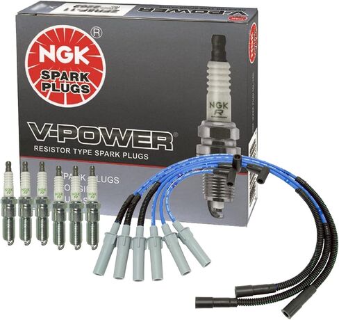 NGK Wire & 6 V-Power Spark Plugs Kit لجيب Wrangler 3.8 V6 in Saudi Arabia