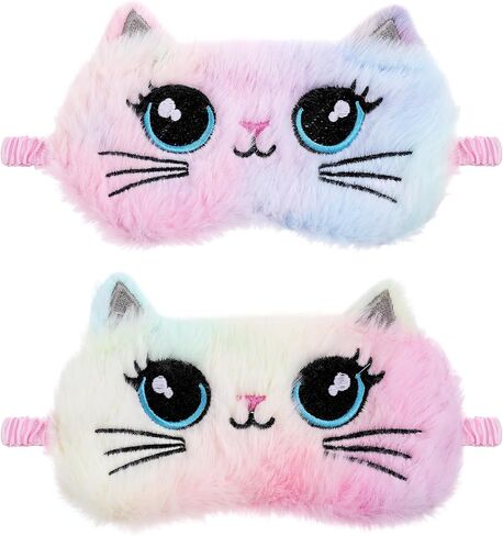 2 Pcs Sleep Mask for Kids, Cute Sleep Mask Girls Sleeping Mask, Cat Sleep Eye Cover, Funny Eye Mask for Women Girls Home Travel in Saudi Arabia