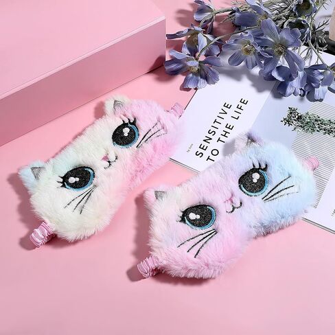 2 Pcs Sleep Mask for Kids, Cute Sleep Mask Girls Sleeping Mask, Cat Sleep Eye Cover, Funny Eye Mask for Women Girls Home Travel in Saudi Arabia
