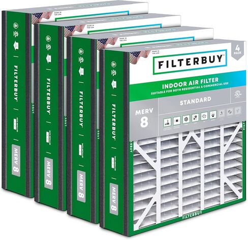 Filterbuy 16x20x5 Air Filter MERV 8 Dust Defense (4-Pack), Pleated HVAC AC Furnace Air Filters for Honeywell FC100A1003, Lennox X0592, and More (Actual Size: 15.75 x 19.75 x 4.38 Inches) in Saudi Arabia