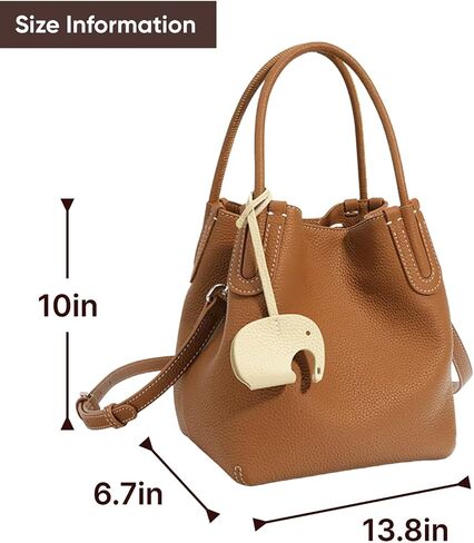 Stylish Women's Bucket Handbag Premium Lychee Pattern First Layer Cowhide Leather Cabbage Versatile Handheld Tote in Saudi Arabia
