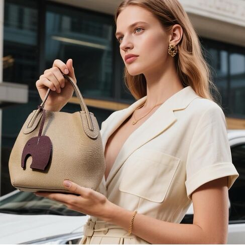 Stylish Women's Bucket Handbag Premium Lychee Pattern First Layer Cowhide Leather Cabbage Versatile Handheld Tote in Saudi Arabia