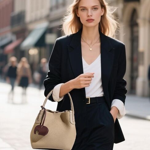 Stylish Women's Bucket Handbag Premium Lychee Pattern First Layer Cowhide Leather Cabbage Versatile Handheld Tote in Saudi Arabia