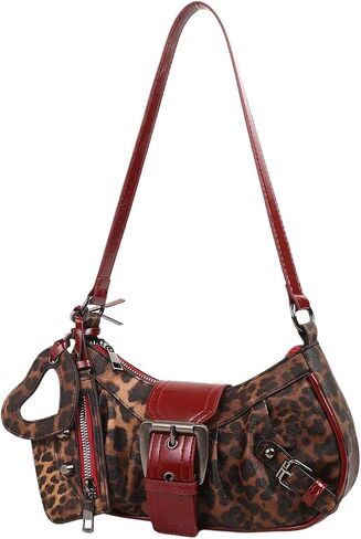 نساء Y2K Leopard Heart Herlow Hollow Handbag Bopag Top Handled Zipper Buckle Underarm Pass Mini Parse in Saudi Arabia