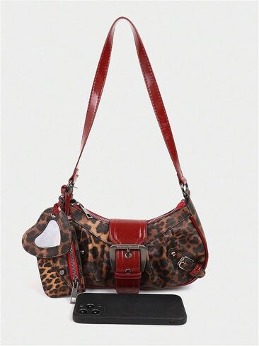 نساء Y2K Leopard Heart Herlow Hollow Handbag Bopag Top Handled Zipper Buckle Underarm Pass Mini Parse in Saudi Arabia
